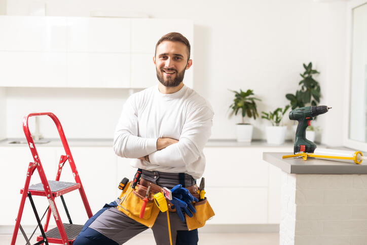 Home renovation technician at his workplace after home renovation training
